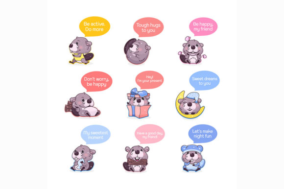 Cute Beaver Cartoon Kawaii Character Set Review