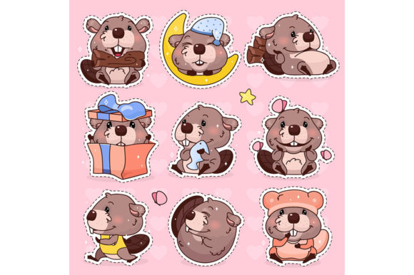 Cute Beaver Kawaii Cartoon Character Set Review