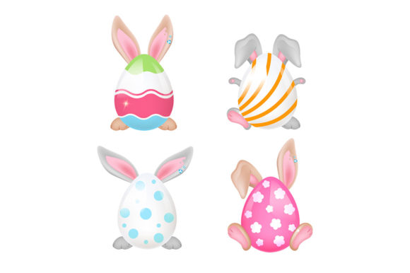 Cute Bunnies Behind Easter Eggs Cartoon Review