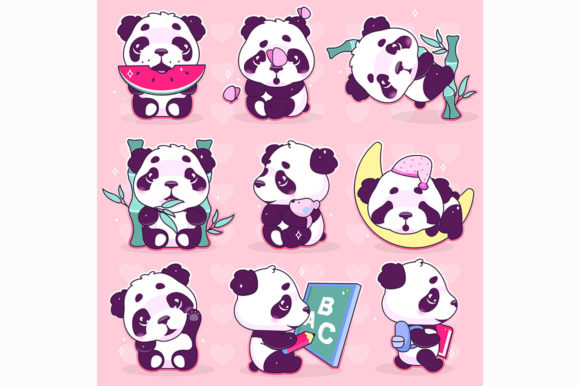 Cute Panda Kawaii Cartoon Characters Set Review