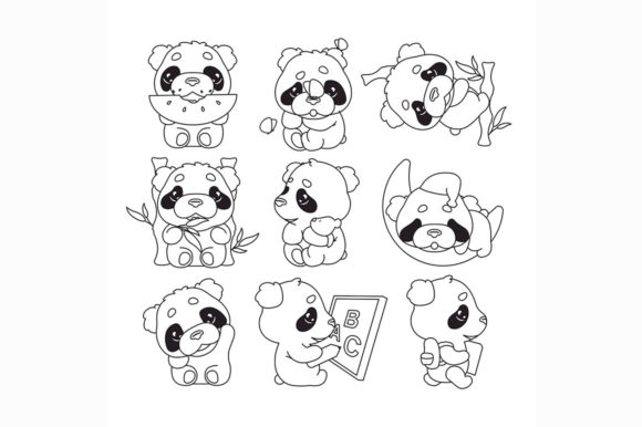 Cute Panda Kawaii Linear Characters Pack Review