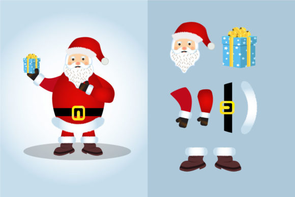 Cute Santa Claus Holding a Gift Design Review