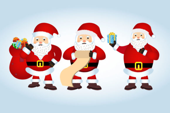 Set of Three Santa Claus Vector Design Review